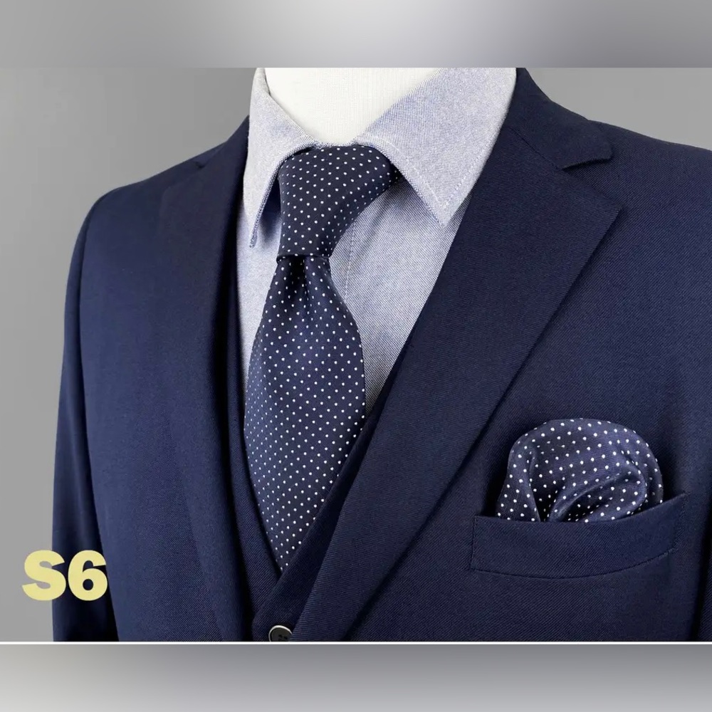 Mens Skinny Tie Set Necktie Pocket Square Polka Dot Slim Narrow 2.36"